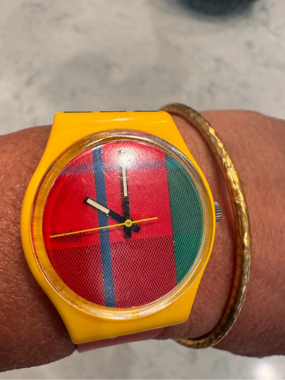 Vintage 1985 Swatch McGregor GJ100 Plaid Unisex Watch - Picture 3 of 11